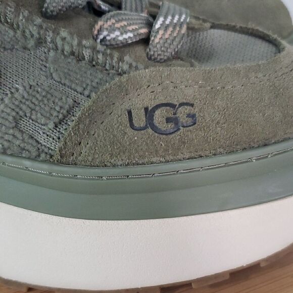 UGG Marin Lace Logo Platform Sneaker Olive Green Women's Size 7 NWOB - Picture 2 of 10